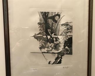 CLEARANCE !  $30.00 NOW, WAS $80.00..................Love Scene Acquaforte (etching) by Mario Logli, 1933-2020
A gift from Piero’s parents
Framed etching is 19”L x 23”H
72/75