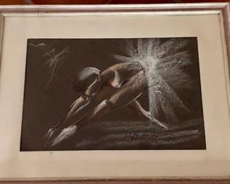 CLEARANCE !  $75.00 NOW, WAS $200.00...................Ballerina Practicing by Bepi Gatto, Treviso
Circa 1975. This delicate chalk drawing was a gift to Grazia by her HS Art Teacher, Don Soligo
Don Soligo was a Monsignore in the Treviso Curia, and also an avid art collector
Bepi Gatto was one of his local favorites. He was a painter and a sculptor but also a renowned restorer of churches and monuments in Treviso and beyond
Framed drawing is 25”3/4”L x 20”H