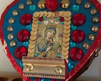 $25.00................“Red Mary” Mixed media by Kendra Herring Our daughter purchased this piece in 2007 when she was a medical student in Louisville, Kentucky. She already had a similar piece, “Blue Mary” shown in the previous slide
7.5”L x 1”3/4”W x 7.5”H