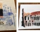 $20.00 Each....................Unframed Small Paintings: Windows of Milano A Gift  from the Artist (Illigrignani) when Grazia’s dad purchased one of his big paintings, 1979
12”1/4”L x 9”H, Colosseo  Purchased on a street in Rome, circa 2000
14.5”L x 7”3/4”H”