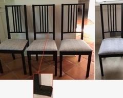 CLEARANCE !  $10.00 NOW, WAS $30.00................Set of 3 Chairs by Ikea 17”L x 16.5”W x 39”H (seat is 18”H)
The back of one of the chairs has a crack (shown in inset) that should be possible to repair using wood glue