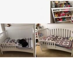 HALF OFF!  $50.00 EACH NOW, WAS $100.00 EACH...Solid Youth Beds, Bed on Left: $100.00.............Youth Bed on Right: $100.00.........Changing Table: REDUCED: $25.00 NOW, WAS $50.00.....
from Delta Children Delta Children 4-in-1 convertible Beds. 
59.5”L x 34.9”W; Headboards are 43.5”H
Mattress included with each
Changing table is 36”3/4”L x 18”W x 35.5”H
Changing cushion included with table
Assembly manuals and extra hardware included