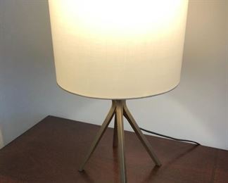 $20.00...................Table Lamp 10”L X 10”W x 18”H
Metal with gold finish, linen drum shade