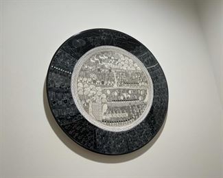 CLEARANCE !  $20.00 NOW, WAS $60.00................Village Life Scenes Mexico, Ixtapa 2005.  Diameter is 19”, Wood base with acrylic surface