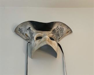 HALF OFF!  $40.00 NOW, WAS $80.00...............Hand-Made Venetian Papier-Mache Mask,
Circa 2000 Our daughter purchased this piece from a local artisan in the early 2000s during one of her many trips to Venice to visit her grandparents
12”L x 8”H