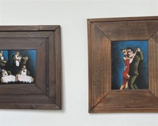 CLEARANCE !  $16.00 NOW, WAS $50.00..................Two paintings from Uruguay, Circa 2000 Purchased during a trip Piero and our daughter took to Uruguay for her 16th birthday
Left:16”L x 14.5”H
Right: 14”L x 16”H