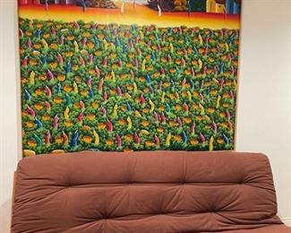 $300.00.................Coffee Harvest Folk art piece purchased during a trip to the Caribbeans, circa 2000
75”L x 63”H