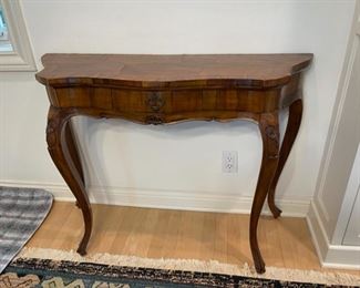 $250.00................Console Table: Circa 1920’s. 
Belonged to Piero’s grandparents when they lived in Venice, Italy. 
Measures: 41”L x 14”W x 30.5”H
