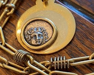 300 A.D. Rhodes drachma mounted in 18k heavy bezel - Custom 18k heavy gold chain - sold separately