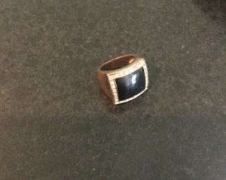  Costume Jewelry  Black Ring with Gold Hge