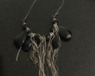 Costume Jewelry Black Bead Necklace
