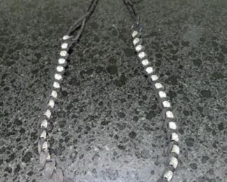 Costume Jewelry White Bead And Black Lace Necklace