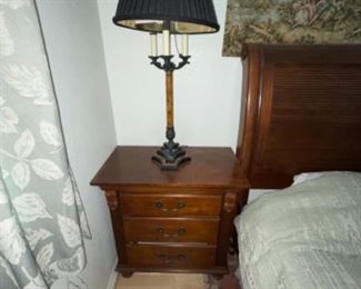 Bed Side Stand w/ Ornate Bouillotte Table Lamp