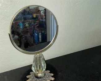 Small Crystal Mirror w/Magnifying Glass