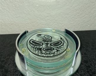 Glass Coasters with Bird Design