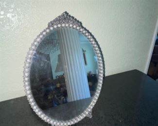Silver Frame Mirror w/Stand