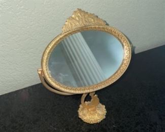 Small Standing Mirror w/Gold Frame