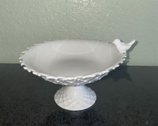 Small White Ceramic Bird Bath