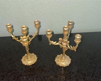 Small Golden Candelabra Pair