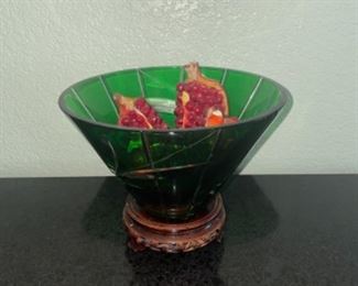 Green Stained Glass Bowl