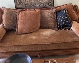 Living Room Couch w/ Wood Rim Frame