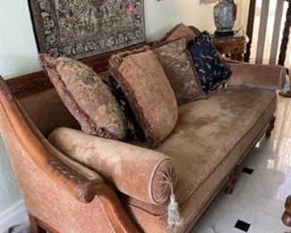 Living Room Couch w/ Wood Rim Frame