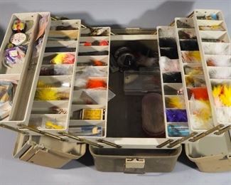 Vintage Tackle Boxes, Qty 2, Both With Contents Including Lures, Reels, Hooks, And More