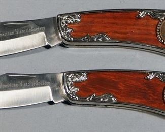 American Historical Society Buffalo Nickel And Indian Head Penny Folding Knives, Qty 2, 2.75" Blades