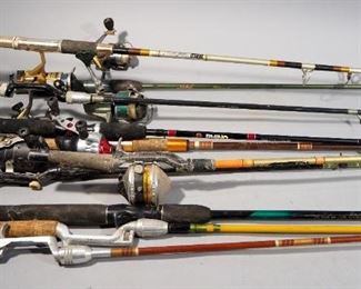 Fishing Rods And Reels, Brands Include Mitchell, Shakespeare, Daiwa, Rhino, Zebco And More, Lengths Approx 6' To 6' 6", Qty 9