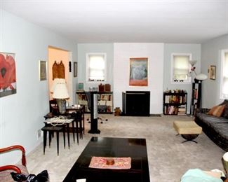 Large Rectangle Solid Wood Coffee Table - $300   Mid Century Side tables - $95.00 each 