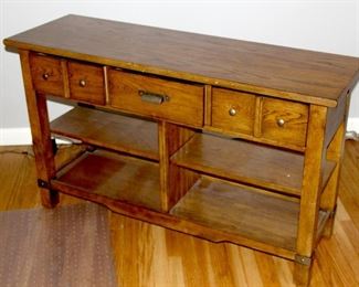 Antique Oak Side Table With drawers and Shelves- $150.00