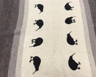 Wool lap blanket 52 x 30, Pendleton type stripes and birds