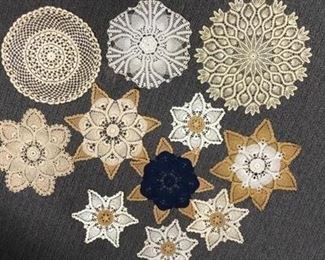 11 doilies lot, handmade,