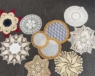 Vintage Doilies, various sizes and patterns, handmade, fair to good condition.