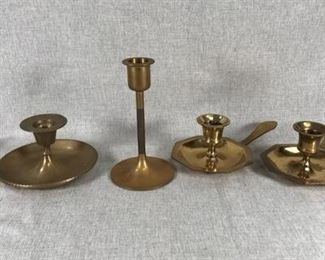 4 pc Brass Lot small candlestick candleholders