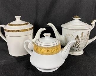 White Gold Tea Pot Lot