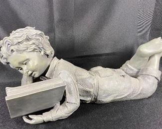 Boy Reading Garden Yard Art Statue Heavy Resin
