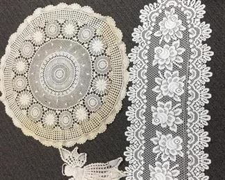 Three pieces of vintage lace linen