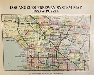 Vintage Los Angeles Freeway System Map Puzzle Opened