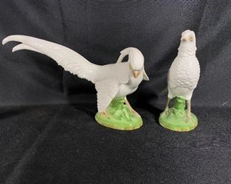 Vintage White Pheasant Figurine Pair from Ball Art Ware California