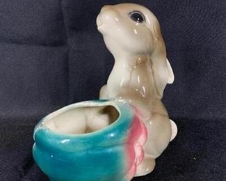 Vintage Bunny Rabbit Pottery Planter