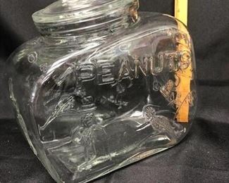 Vintage Schultz peanuts glass clear glass canister