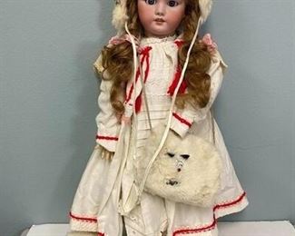 Vintage Bisque Composite DEP Doll with Fur Accessories