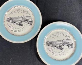 Set of 2 Knott Ave., Christian church in Anaheim plates