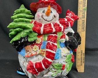 Snowman Ceramic cookie jar