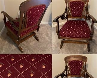 Early 1900’s Needlepoint Platform Rocker