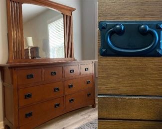 Mission Style Matching Dresser & Mirror