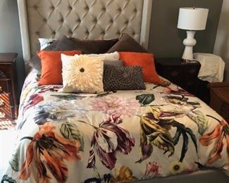 Macy’s Queen Beauty Silver Size Boxspring & Mattress with Gratifying Gray Fabric Tufted Headboard-Guest Room so practically new