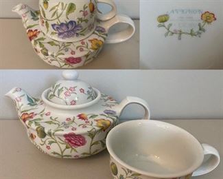 Avignon Toscany Fine China Teapot with Matching Cup that fits on top as a lid