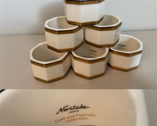Set of 6 Noritake Japan Gold and Platinum Collection Napkin Rings